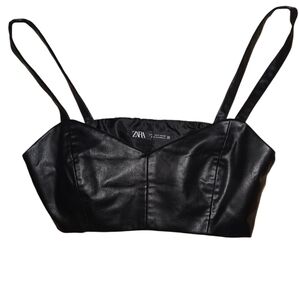 ZARA faux leather crop top